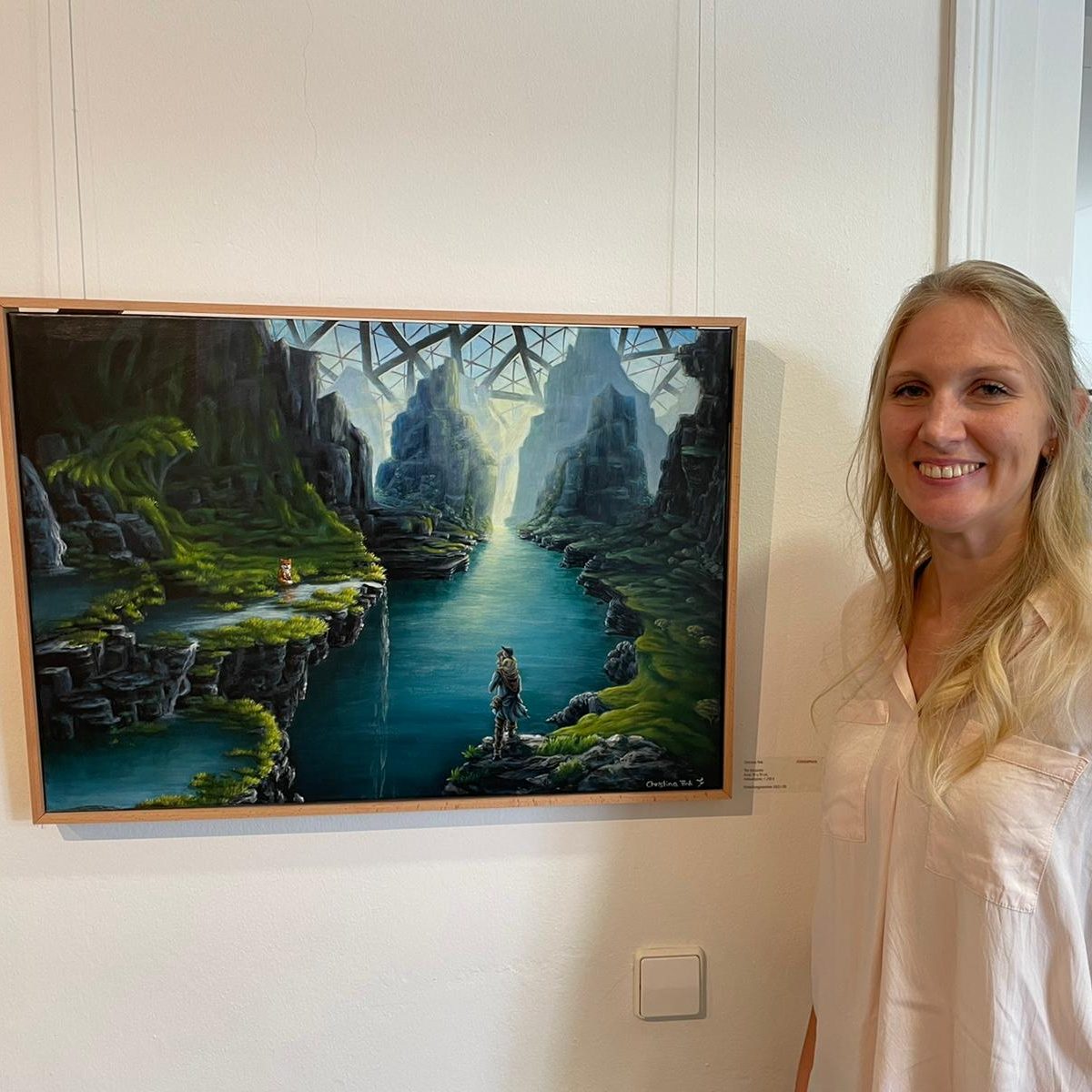 Christina Fink and the artwork The Encounter at the Schloss Filseck in Uhingen 2022